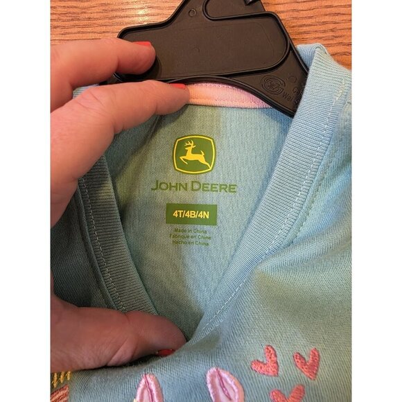 John Deere Girls Sz 4T Ruffle Short Sleeve Shirts (2) Yellow Blue Spring Nwt - Picture 4 of 10